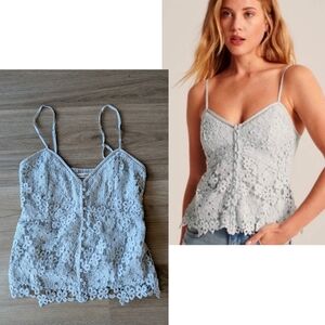 Abercrombie & Fitch Pale Blue Lace Tank Top